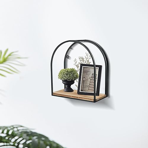 Miniatura 6 de Estantes flotantes montados en la pared, marco de metal negro con decoraciones creativas de especímenes de plantas, estante para especias, estante