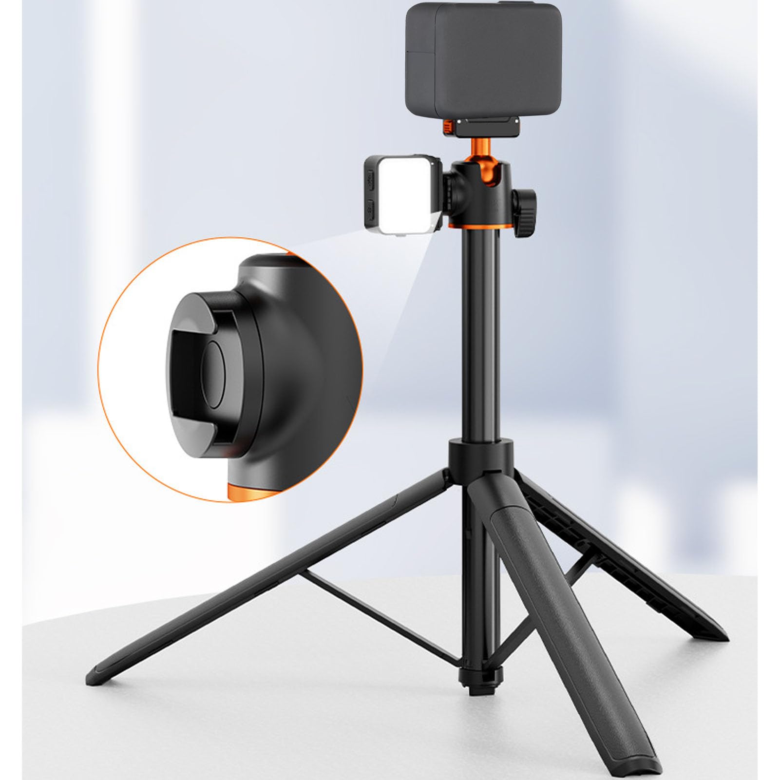 Jectse Asta Selfie Treppiede da 140 Cm, Chiusura Magnetica Bidirezionale per Fotocamera Action 5PRO/4/3, Asta di Prolunga Regolabile con Testa a Sfera a 360 Gradi