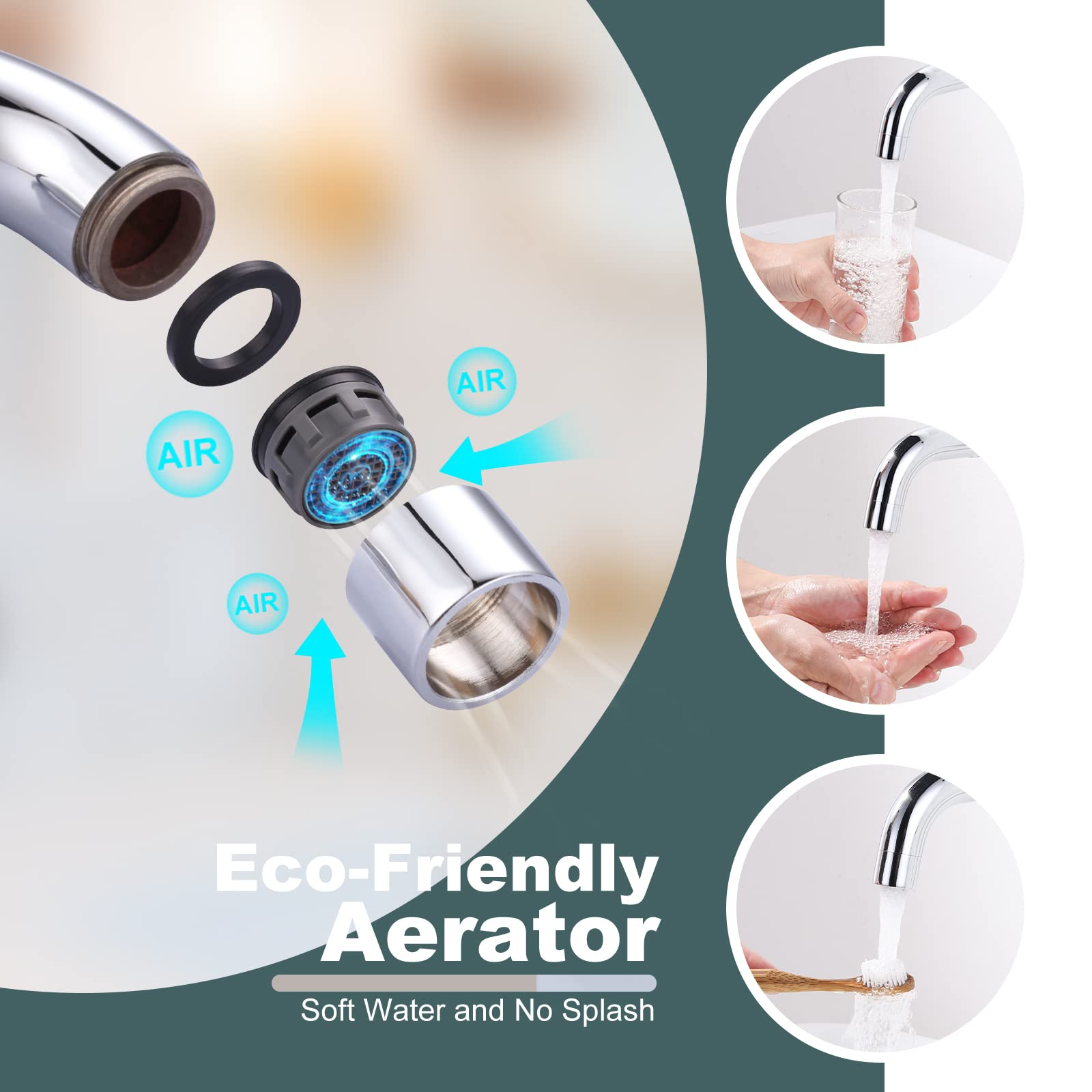 ARCORA - Grifo de baño cromado para fregadero de baño, 2 asas, con válvula incluida