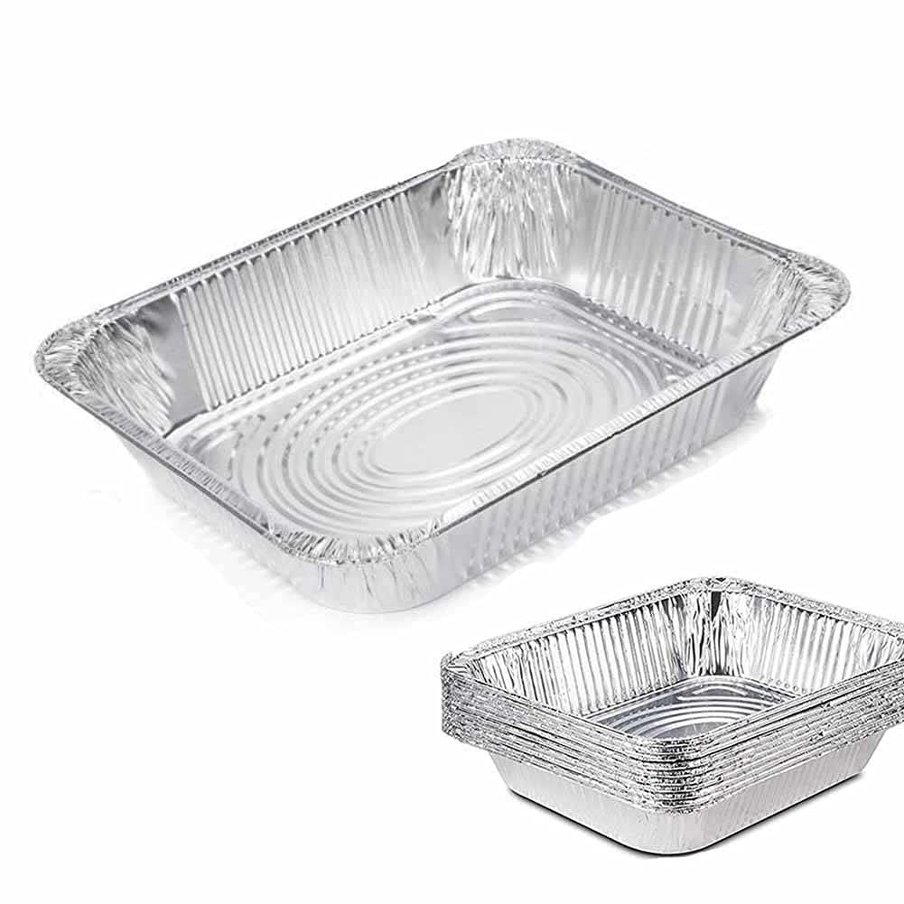 YECUI 10PCS Foil Bakeware Aluminium Drip Trays Extra Large Drip Pans for Barbecue Reusable and Recyclable Disposable Roasting Baking Tray Idea for Party