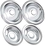 316048413 and 316048414 Stove Burner Drip Pans for Electric Stove Top - Perfectly Fit Frigidaire Kenmore Electric Range -Thickening to Prevent Bending and Rust - Include 2 x 6 in, 2 x 8 in