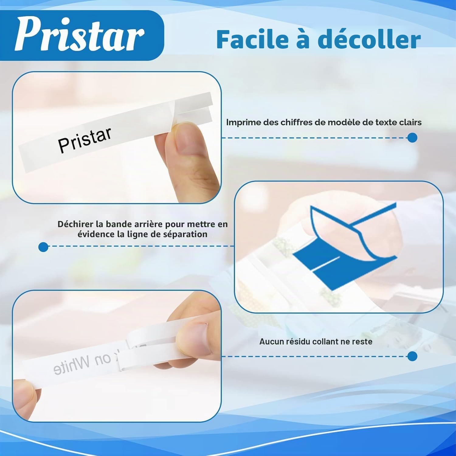 Pristar Brother TZe-231 TZ231 TZ-231 Tze Noir sur Blanc Laminé Cassette 12mm