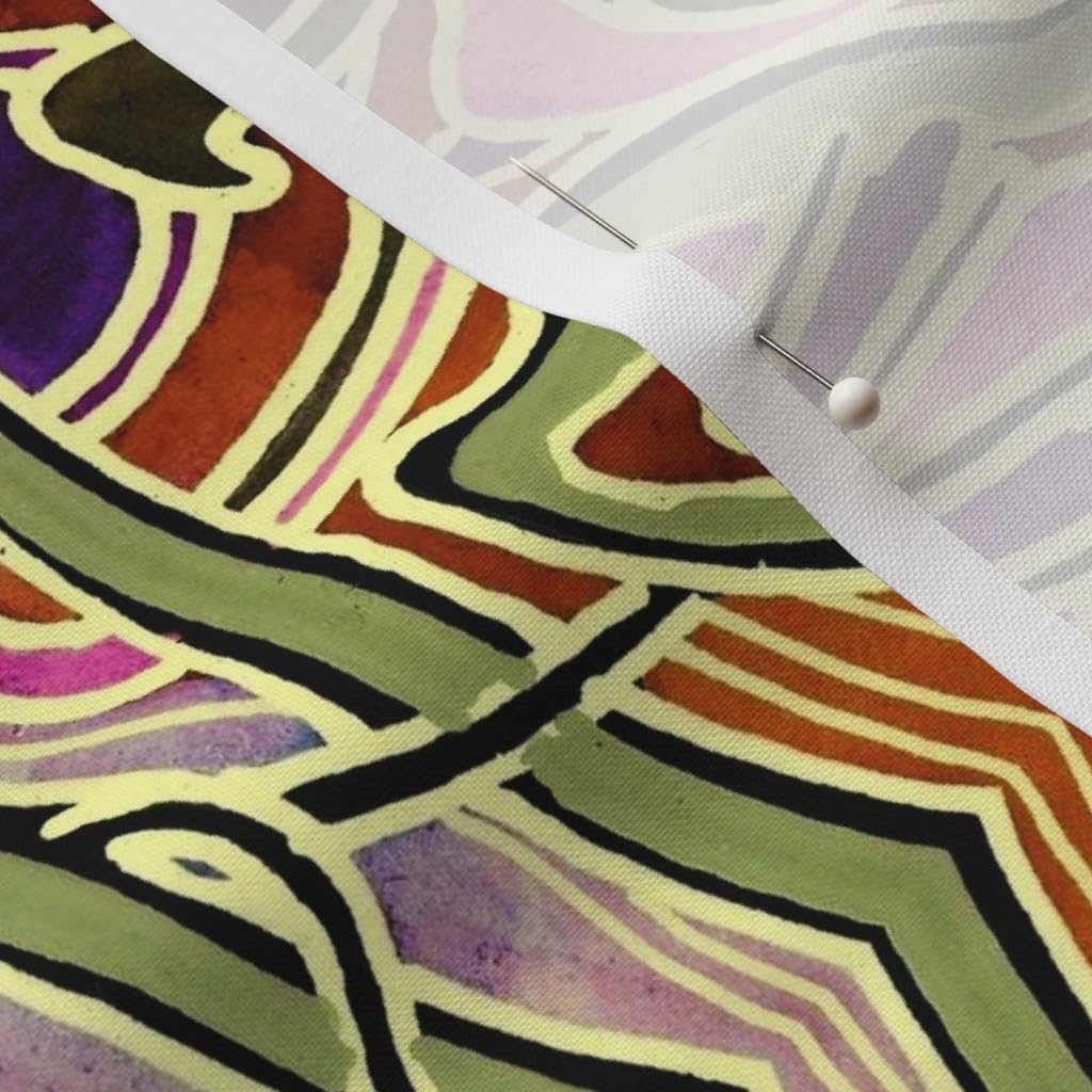 Spoonflower Fabric - Scale Nouveau Paisley Gardens Green Purple Bold Beige Art Ornate Printed on Petal Signature Cotton Fabric by The Yard - Sewing Quilting Apparel Crafts Decor