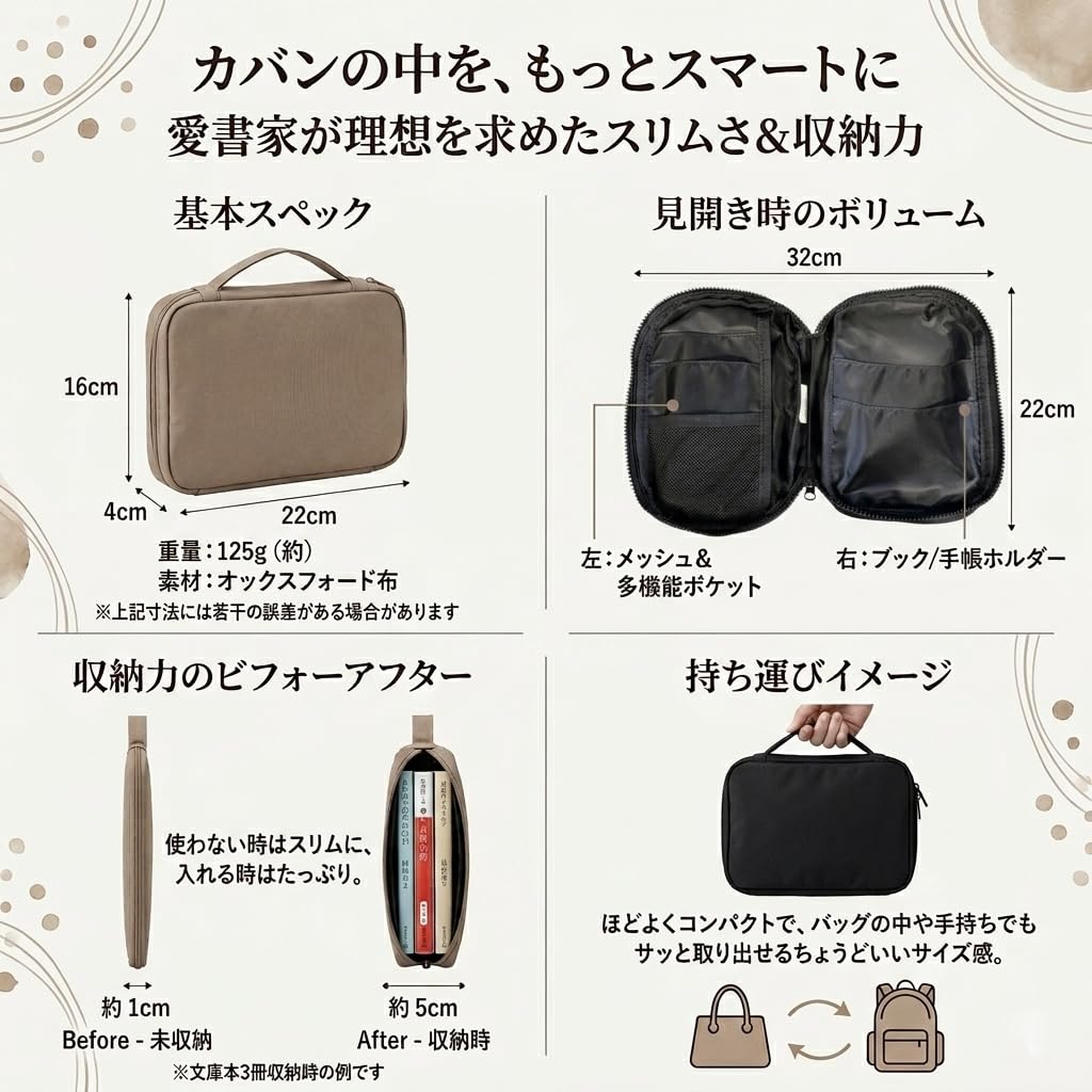Amazon | ブックポーチ 文庫本カバー 文庫本ポーチ ブックカバー文庫本