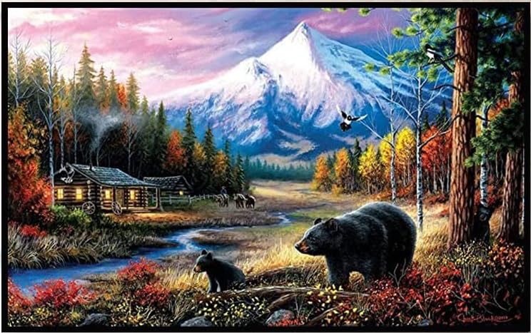 TREXEE 5D Diamond Painting, Large Size Black Bear Diamond Painting for Adults, DIY Full Drill Crystal Rhinestone, Art Diamond Painting for Home Wall Decor (27.5 X 15.7 inch)-image-11