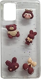 Back Cover Compatible With iPhone 13 Mini, Girly Transparent Hard Back With Soft Silicone Edges Case And Mini Toys - Dark Red