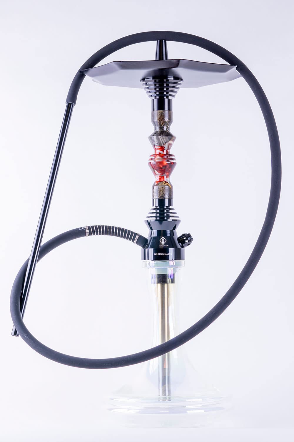 B2 Hookah Precious Cut Collection Lava Melt Black Burl INCLUDES MATCHING VASE