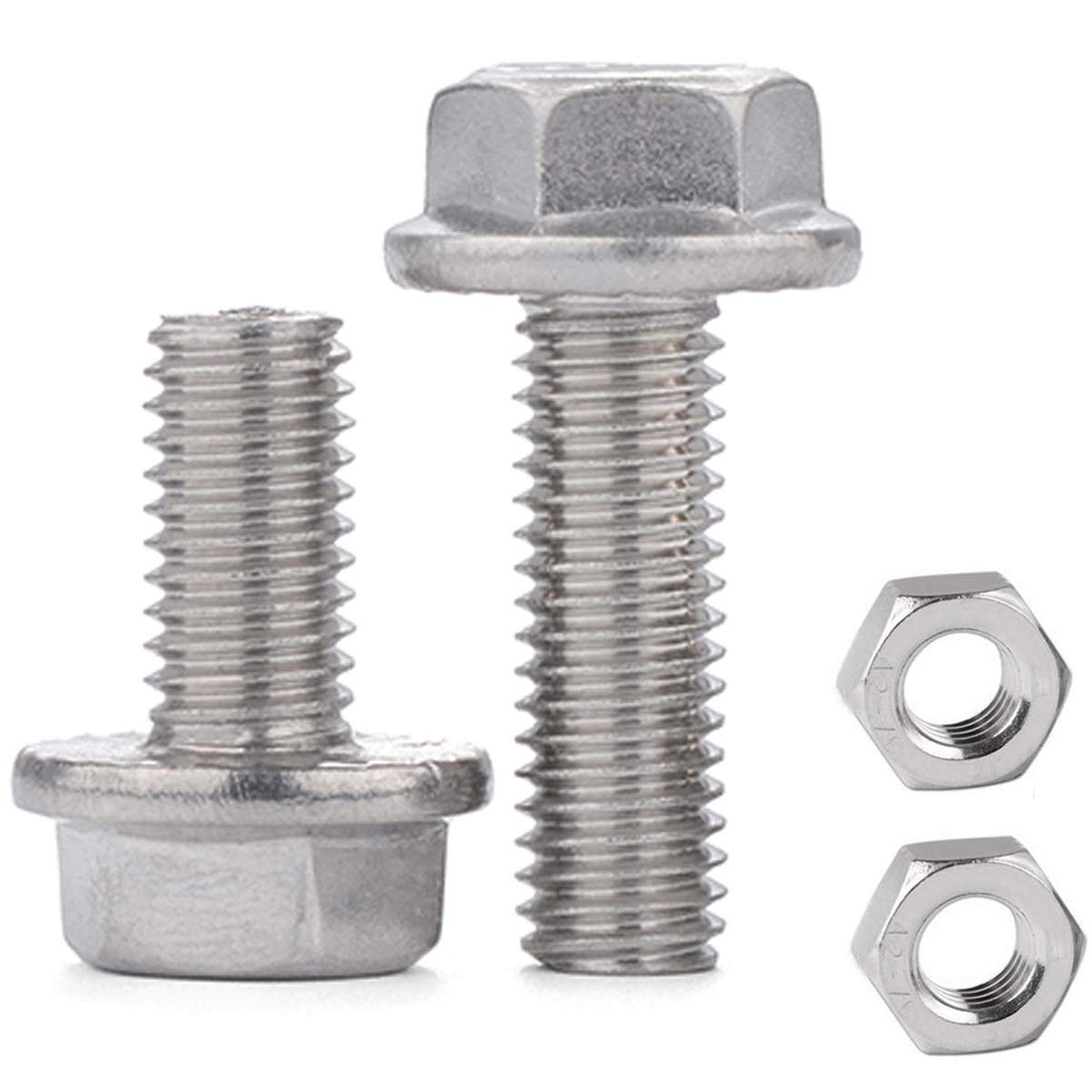10Set M81.25 x 25mm Flanged Hex Head Bolts Flange Hexagon Screws and