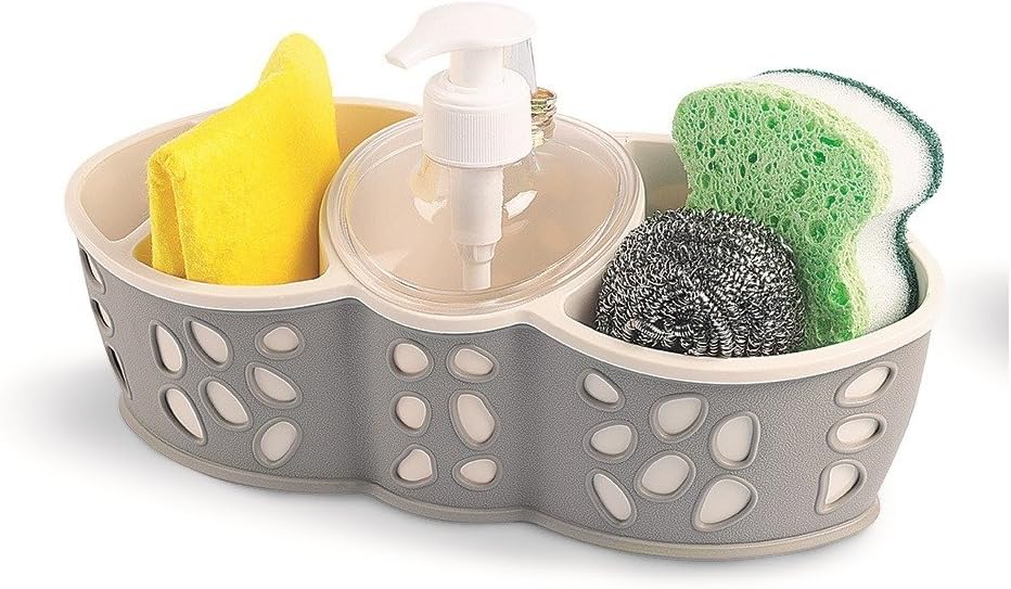 Sponge Holder Brush Storage Liquid Soap Dispenser Pump for Bathroom Kitchen Hotel Sink Caddy Basket Organiser