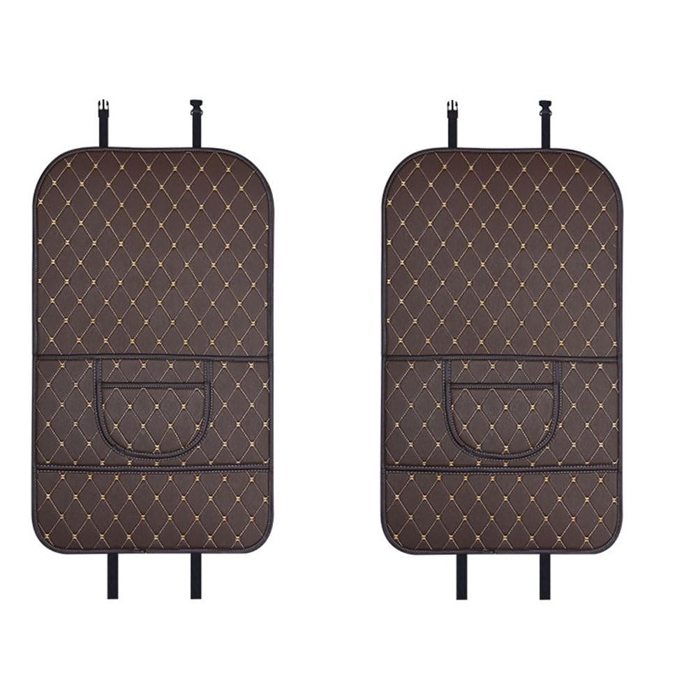 ThdeAa Car Backseat Protector for Ford Transit (V184 V185 V347 V348 1965-2025 2026), Leather Kick Mat With Pocket, Waterproof Seat Back Organiser, Anti-Scratch Car Seat Guard Accessories,Brown