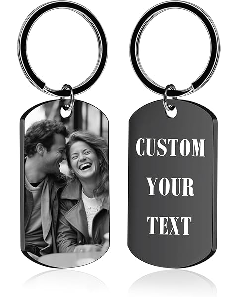 Custom Keychain with Picture - Personalized Keychains Photo Text for Family Boyfrie...