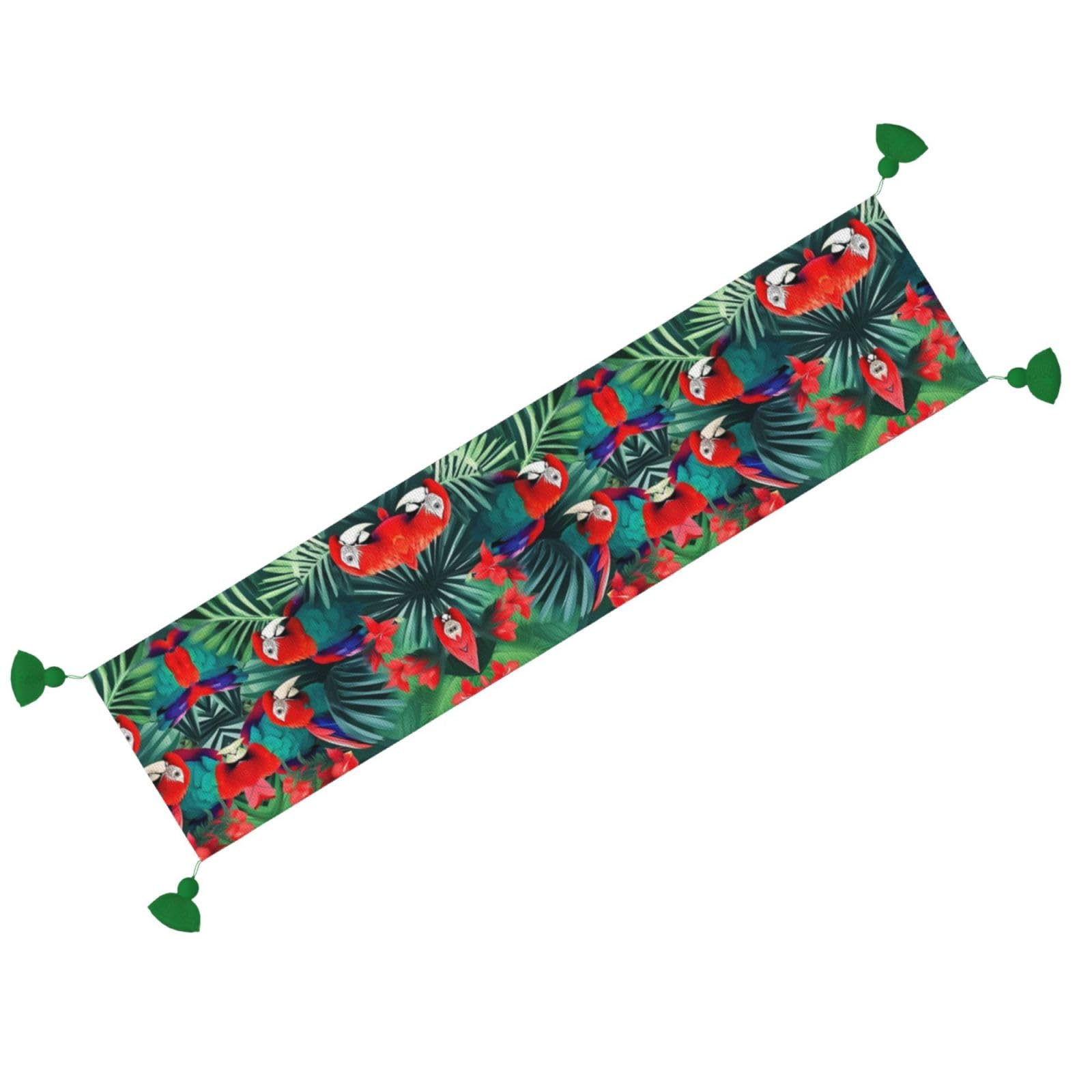 3D-Tischläufer 'Papageien & Dschungelblätter' – Wasserdicht, 152 X 33 Cm – Bunte Dekoration Für Küche & Esszimmer