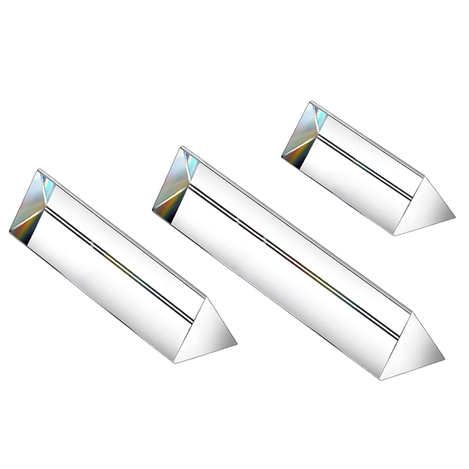 3PCS Crystal Optical Glass Triangular Prism, 30 * 100/150/200mm Prism Rainbow Spectrum Experiments Glass, K9 Crystal Triangle Prism, Clear Lens For Light Spectrum Physics, Rainbow Effect Photo