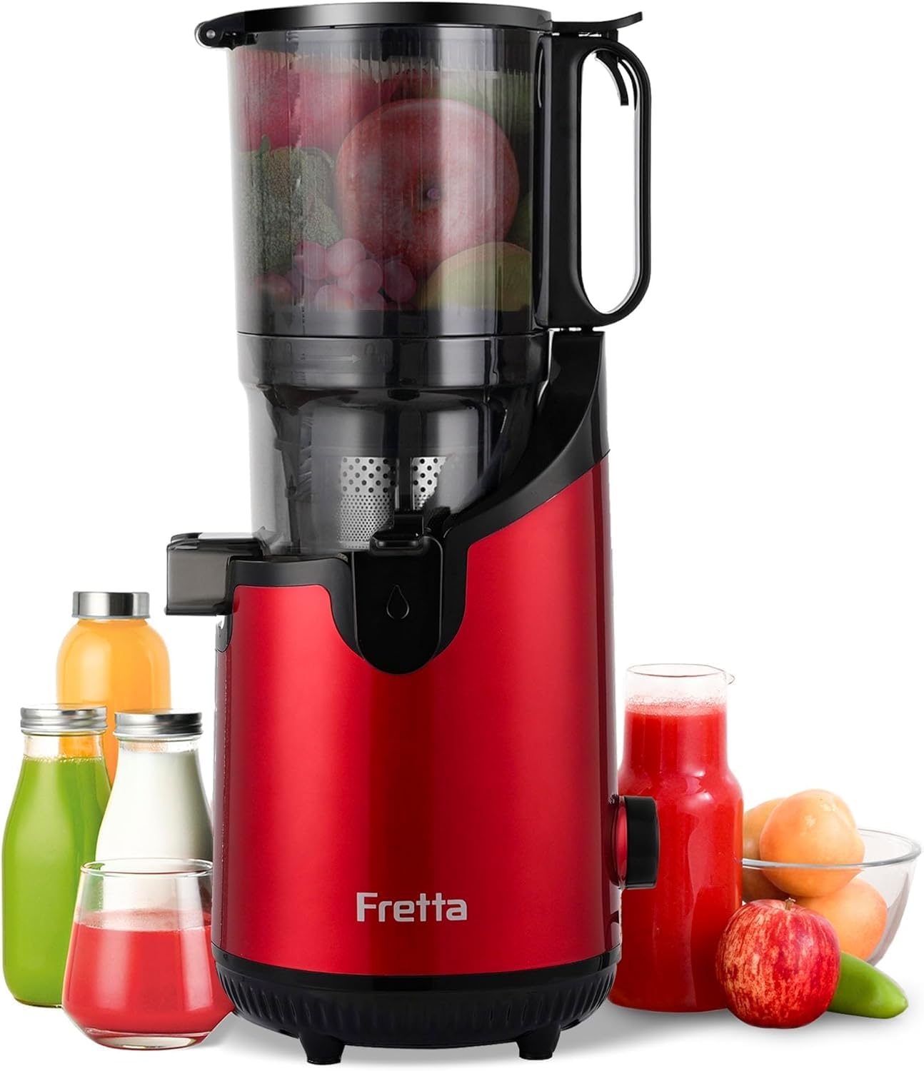 Cold Press Juicer Machines, Slow Masticating Juicer with 5.3″ Extra Large Feed Chute Fit Whole Fruits & Vegetables, Self Feeding Effortless for Batch Juicing, BPA Free 250W (Red, 1.8L) Cold Press Juicer Machines, Slow Masticating Juicer with 5.3″ Extra Large Feed Chute Fit Whole Fruits & Vegetables, Self Feeding Effortless for Batch Juicing, BPA Free 250W (Red, 1.8L)
