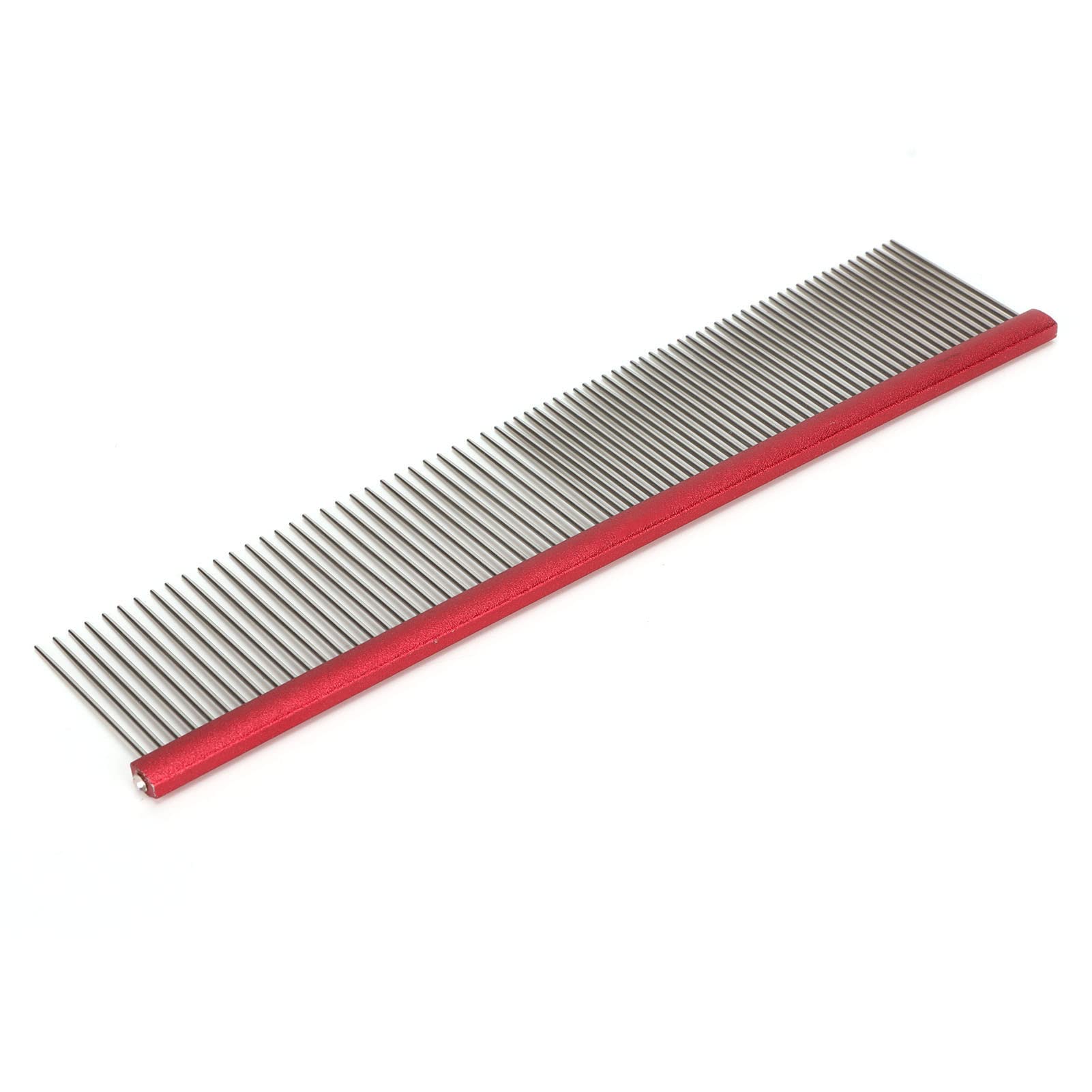 LUCKDANO Grey Hound Comb Pet Steel Comb - 2 Density Stainless Steel Dog Grooming with Rounded Ends for Safe and Comfortable Grooming - Ideal for Long and Short Haired Breeds (Red 16cm/6.3in)
