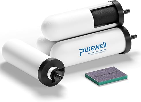 Purewell PF-4 Ceramic 3-Stage Purification Elements, Washable & Reusable, NSF/ANSI 42&372 Certified, Replacement for ProOne, Berkey, Purewell Filters and Water Filter Systems