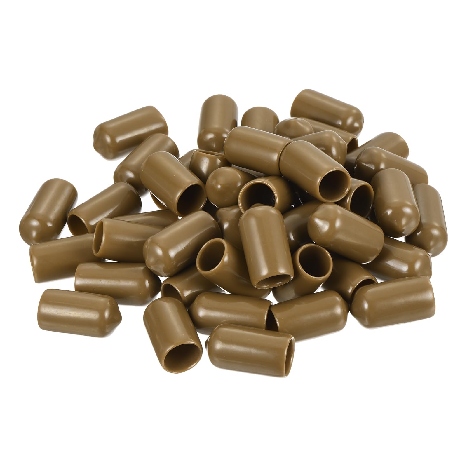 uxcell 100pcs Rubber End Caps 10mm(3/8") ID Vinyl PVC Round Tube Bolt Cap Cover Screw Thread Protectors Light Brown
