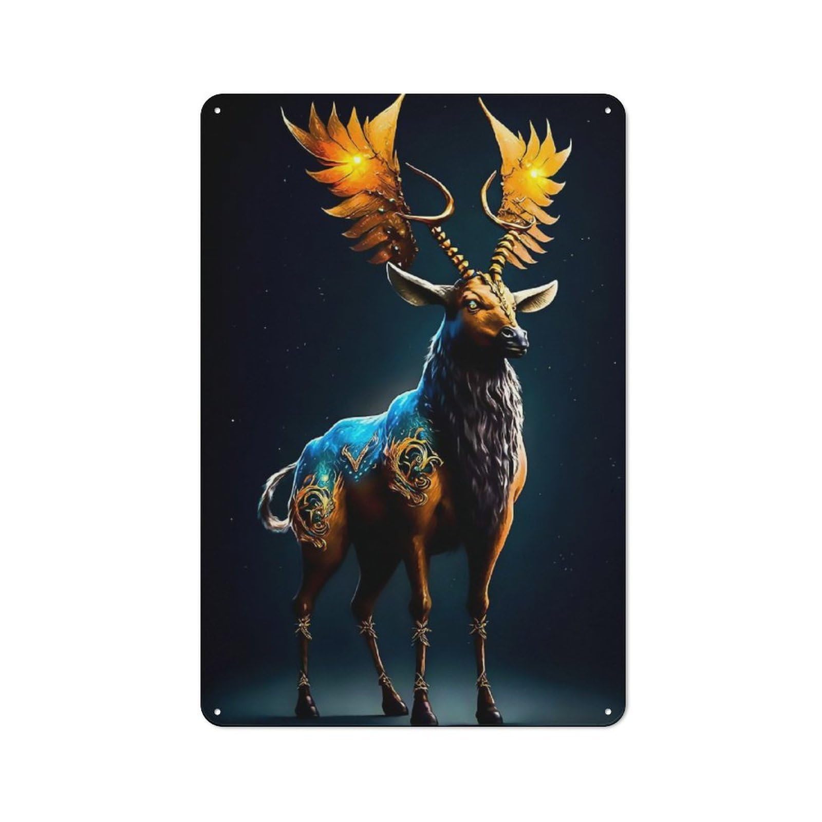 Office Metal Sign with Deer Design 30x20cm, Classic Study Room Decor for Office, Study, Studio Or Hallway