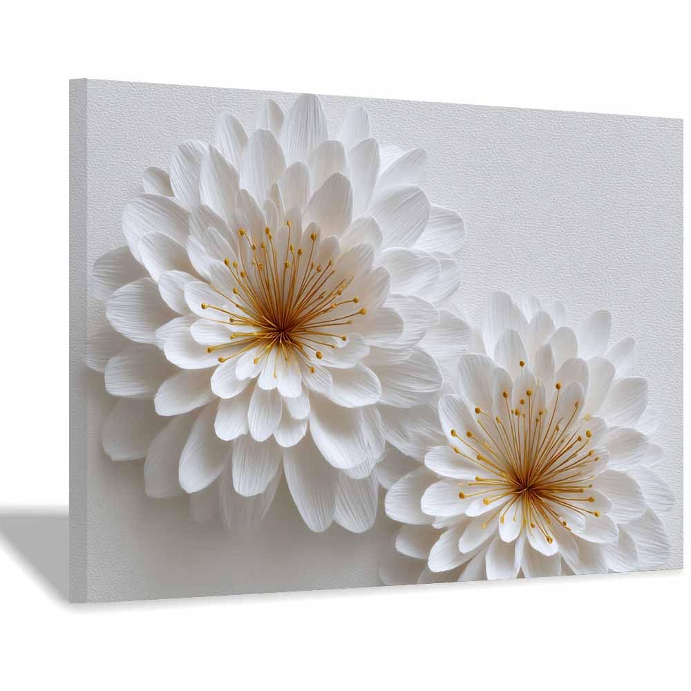 ZAMAEIU Landscape Wall Art whites-petalled blossoms Modern Canvas Print On Artwork, Suitable for living room, bedroom, for Kids Room Decoretc.(white)-70x100cm Framed