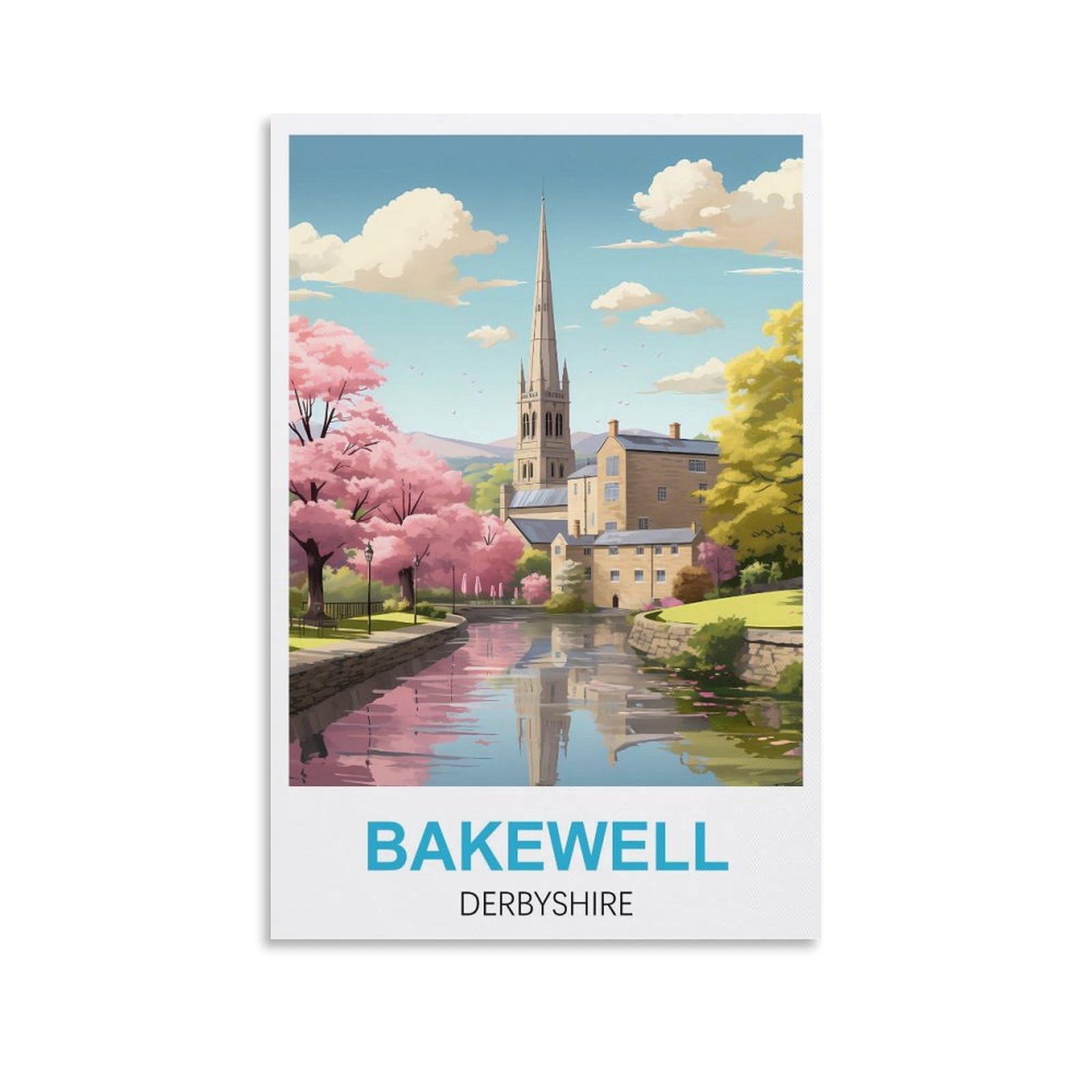 Bakewell Derbyshire Vintage Travel Posters 08x12inch(20x30cm) Canvas Art Poster And Wall Art Picture Print Modern Family Bedroom Decor