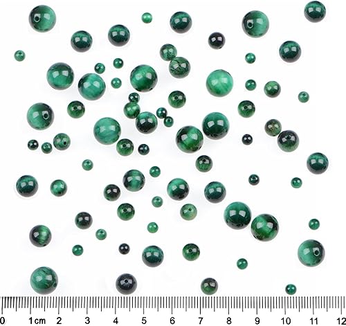 Miniatura 3 de Bymitel - 210 cuentas de cristal natural, piedras preciosas redondas energéticas y curativas sueltas con cordón elástico para hacer joyas, pulseras