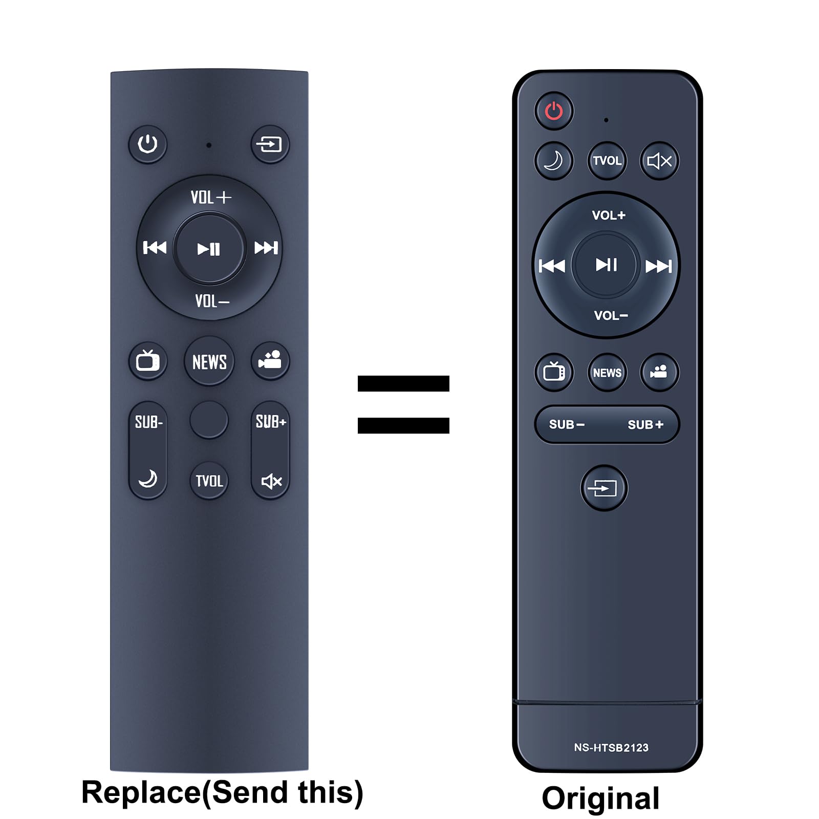 PZL Telecomando di ricambio compatibile con Insignia Soundbar a 2.1 canali con subwoofer wireless NS-HTSB2123