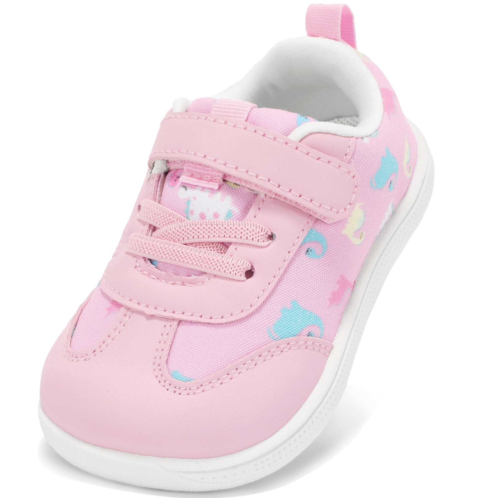 Photo 1 of **DIRTY / MINOR SCUFFING ON THE TOES** Toddler Wide Toe Box Barefoot Shoes: Boys Girls Walking Shoes Kids Tennis Sneakers Non-Slip Zero Drop Shoes First Walking Shoes Comfort Breathable School Outdoor Activities Pink Size 4