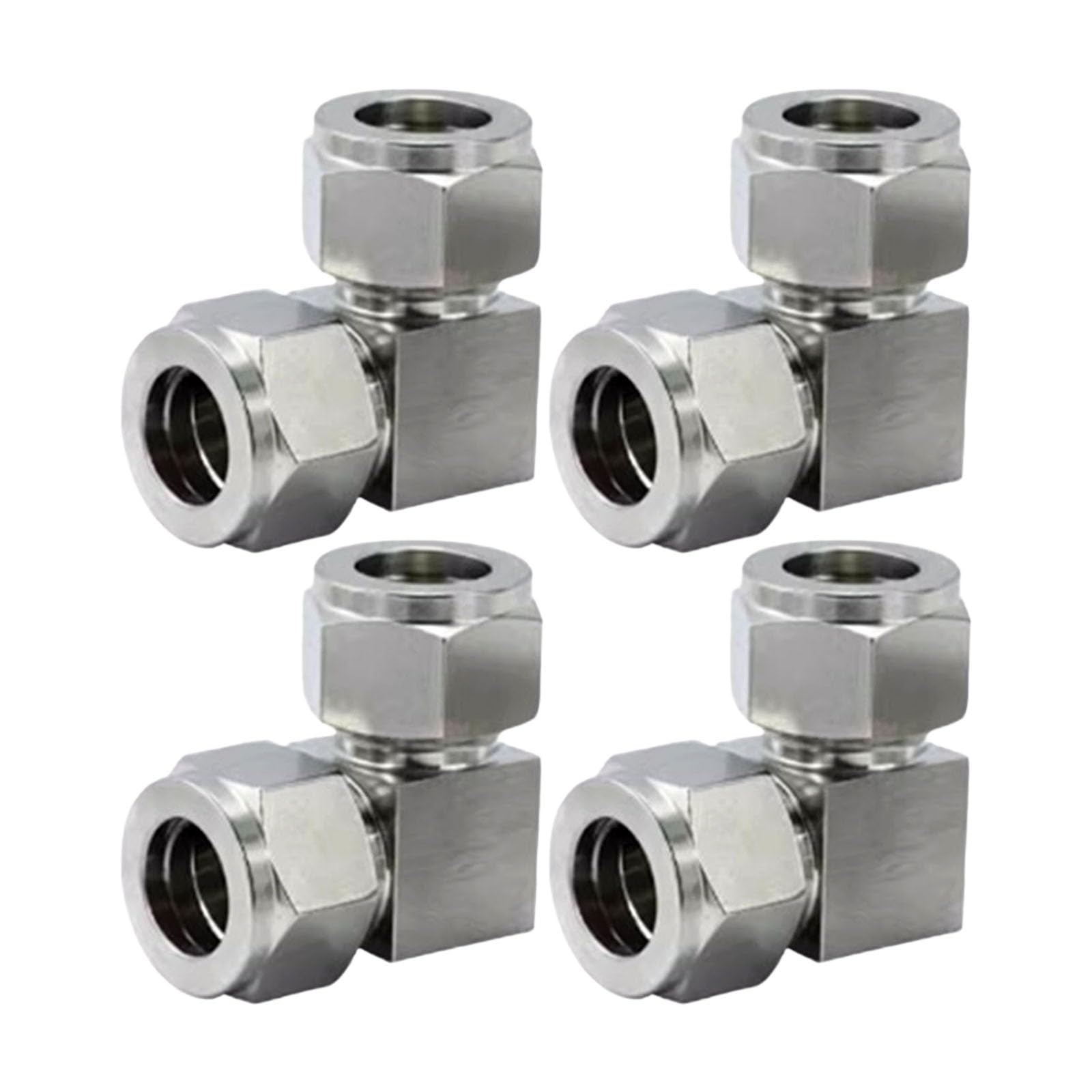 Tsophreniq 1/2" Duty 304 Steel Tube Elbows, Double Nut Seal Compression Fittings, 4Pcs Corrosion-Resistant Pipeline Connectors Industrial Automation Line Fitting