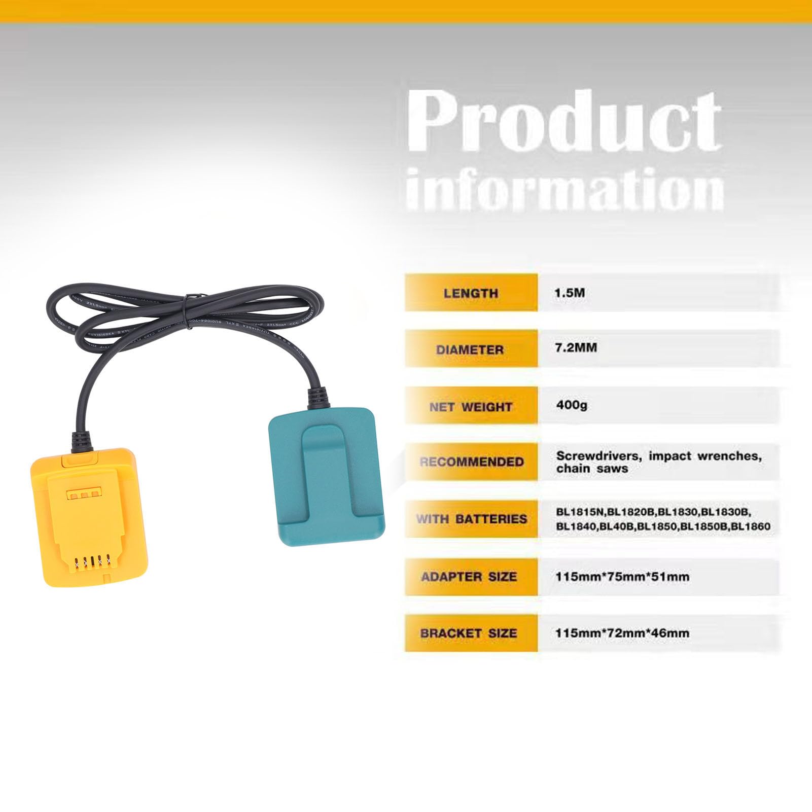 Prolongateur de Batterie avec Crochet, Adaptateur D'extension
