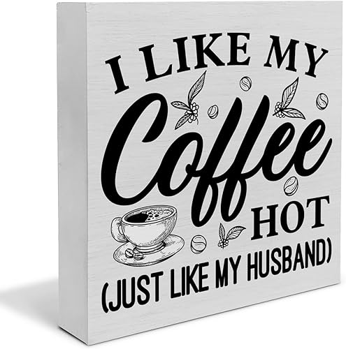 Cartel rústico de madera para amantes del café, decoración de escritorio, con texto en inglés "I Like My Coffee" (I Like My Coffee), letrero de