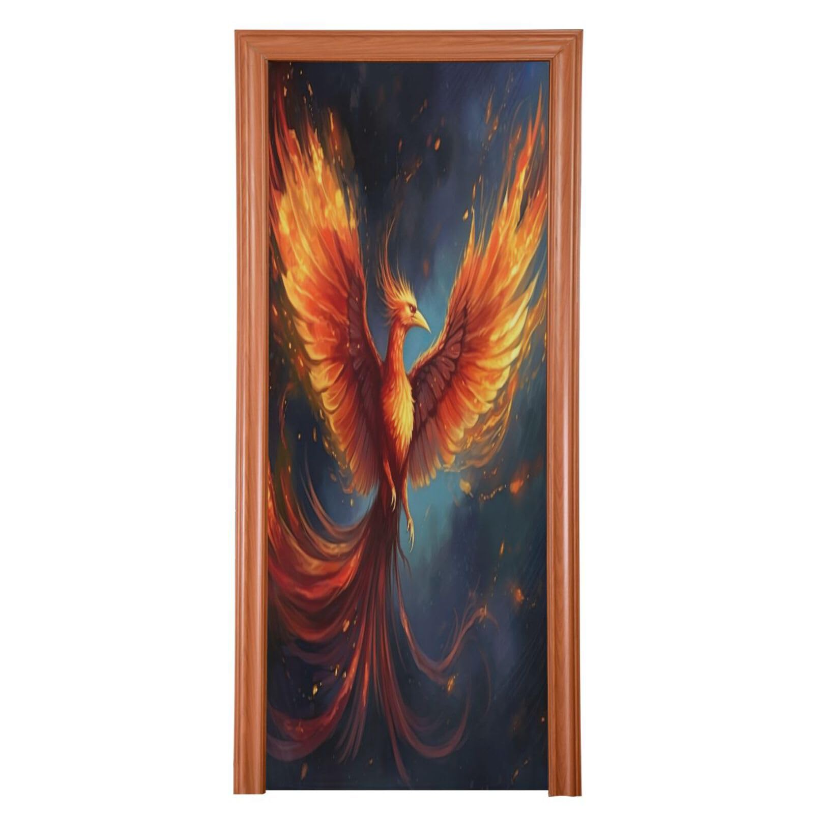 FLildon Fire Bird Phoenix Door Cover Decoration, Party Accessory Porch Decor for Festive Ornament Room Door Covers 32 x 79 Inch