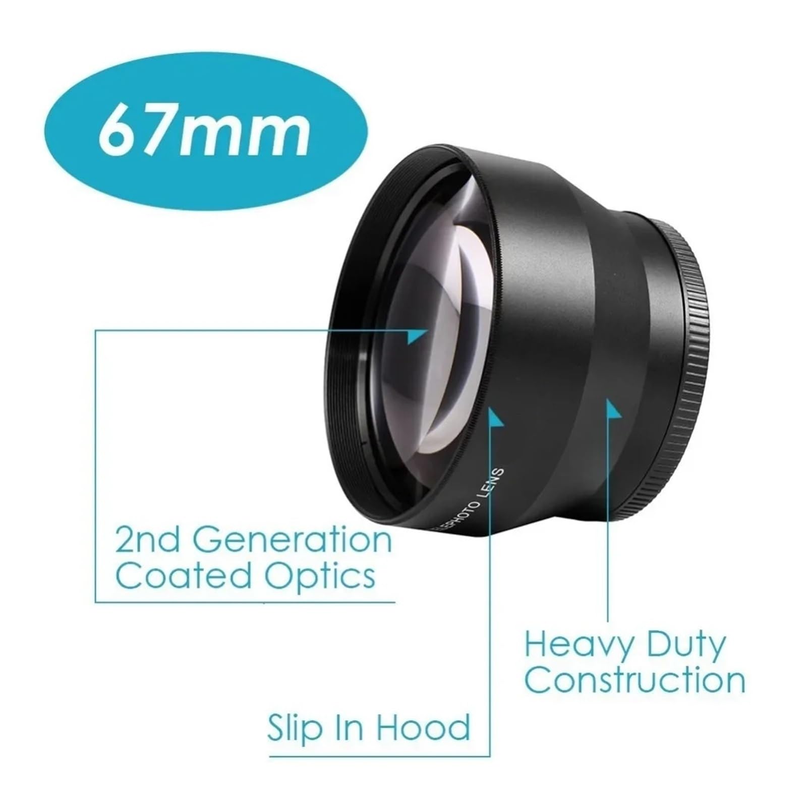 DSLR Camera Lens, Teleobjetivo 2.2X de 67 mm, Compatible con Sony DSLR