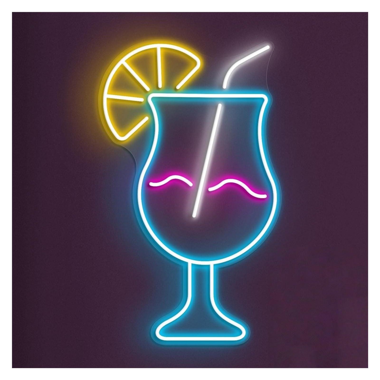 RONGCH Hanging Art Signs Cocktail Drink Neon Sign, Suitable for Home Bar Decor with Brightness Adjustable 38cm
