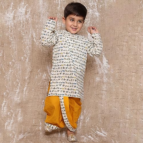 Image of AJ DEZINES Kids Ethnic Wear Pure Cotton Dhoti Kurta Set For Boys