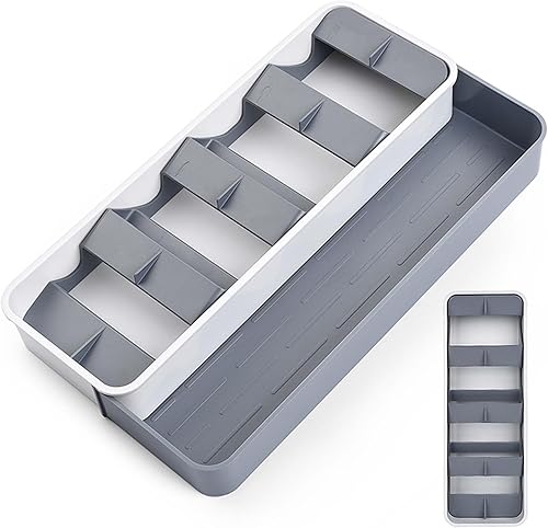 Miniatura 7 de Buildec Organizador de cuchillos de cajón, soporte para cuchillos de cocina con bandeja expandible para cubiertos, bandeja organizadora de cajones