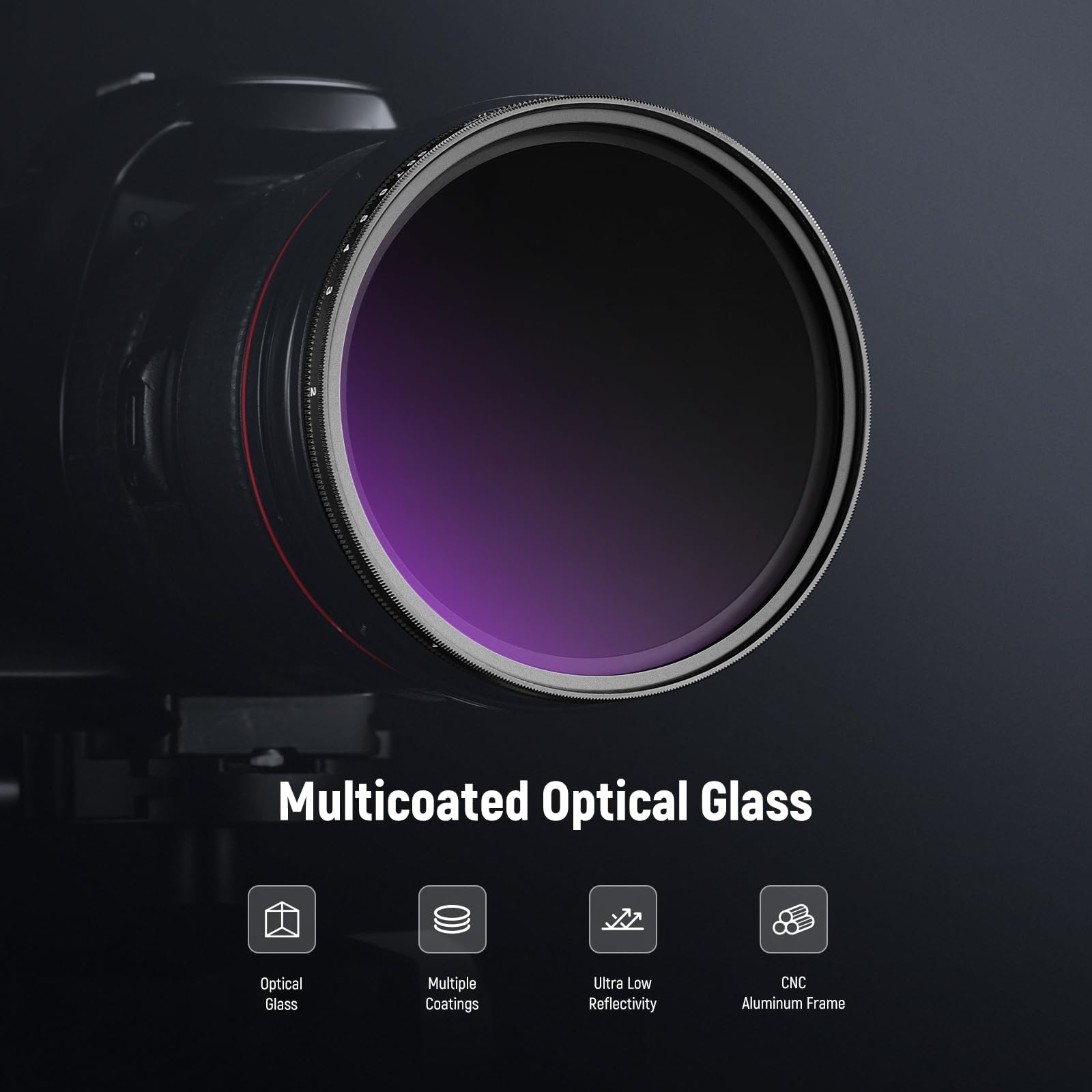 NEEWER 58mm Variable ND Filter ND2-400 (1-9 Stop) with Lens Cap, Strap, Cleaning Cloth, Neutral Density Adjustable, Multi-Coated Optical Glass, Waterproof, Anti-Scratch, Anti-Fingerprint, Ultra Thin Dimming Filter