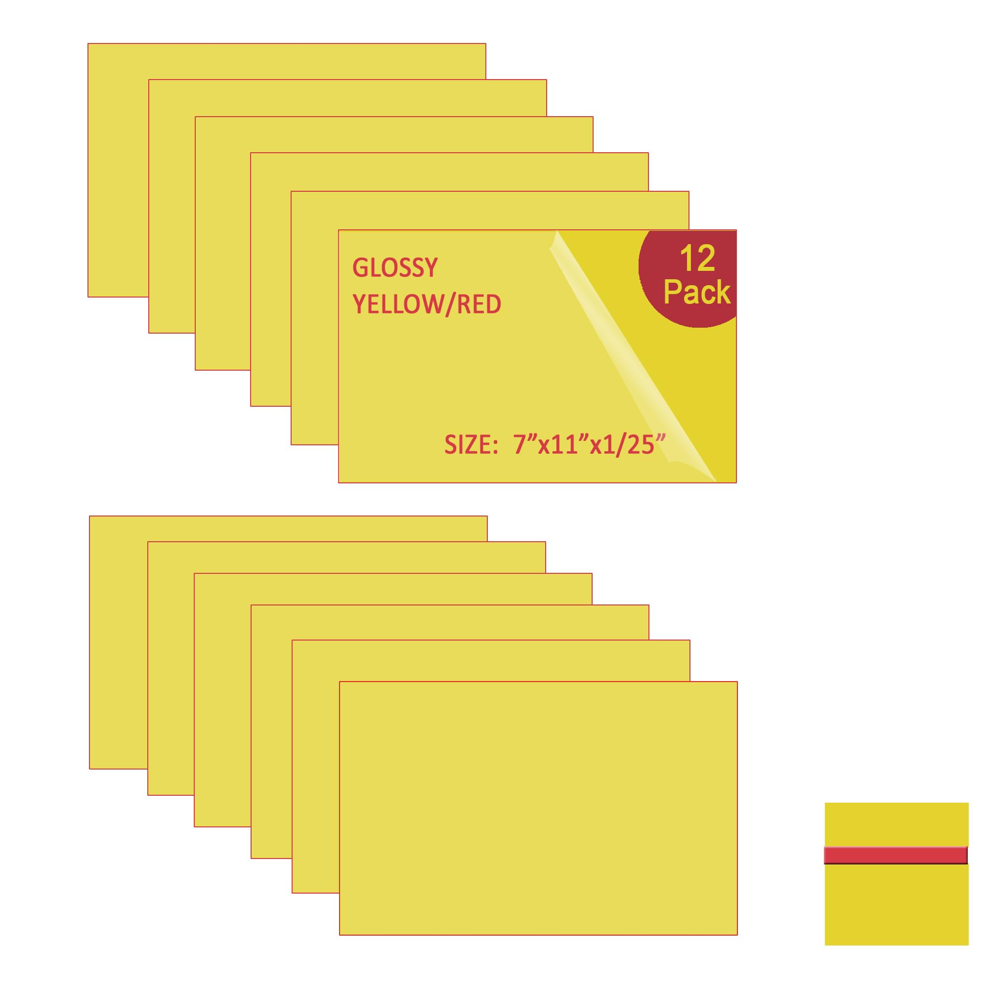 XLNT TECH Engraving Blank Materials ABS Double Color Plastic Sheet, Yellow/Red (7" x 11" x .040", 12 Pieces) for Interior Signs, Badges.