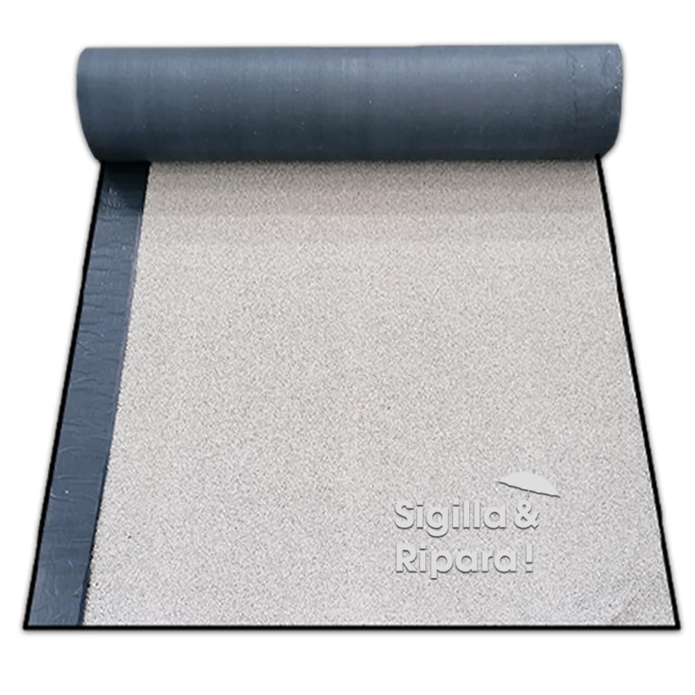 Guaina Autoadesiva Bituminosa Ardesiata impermeabilizzante per tetti, tettoie, gazebo in legno, ROTOLO 1x10 metri (Bianco)