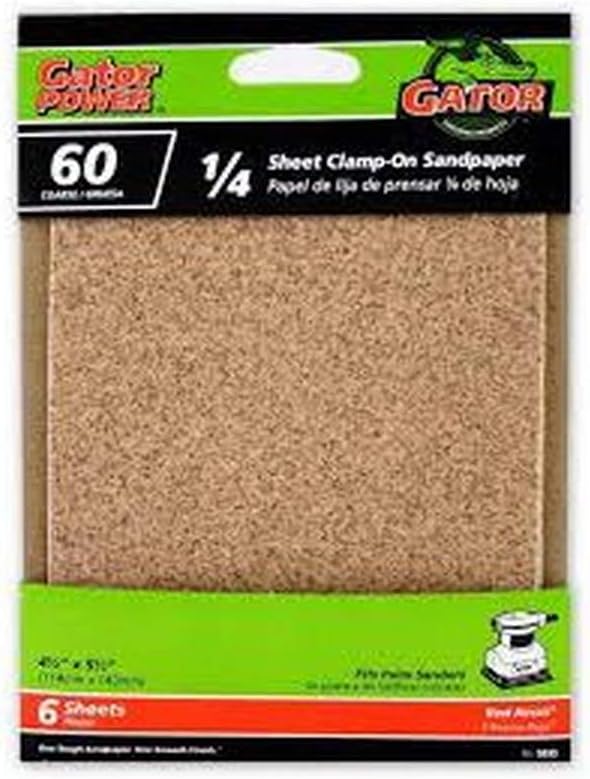 Gator Power 5033 60G Sandpaper, 4 1/2-Inch x 5 1/2-Inch