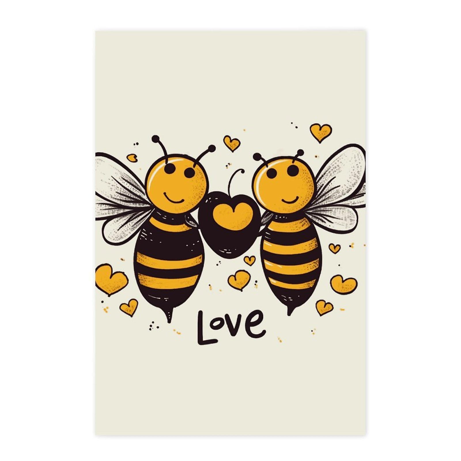 Art mural de salon style vintage sticker abeille et miel facile à poser