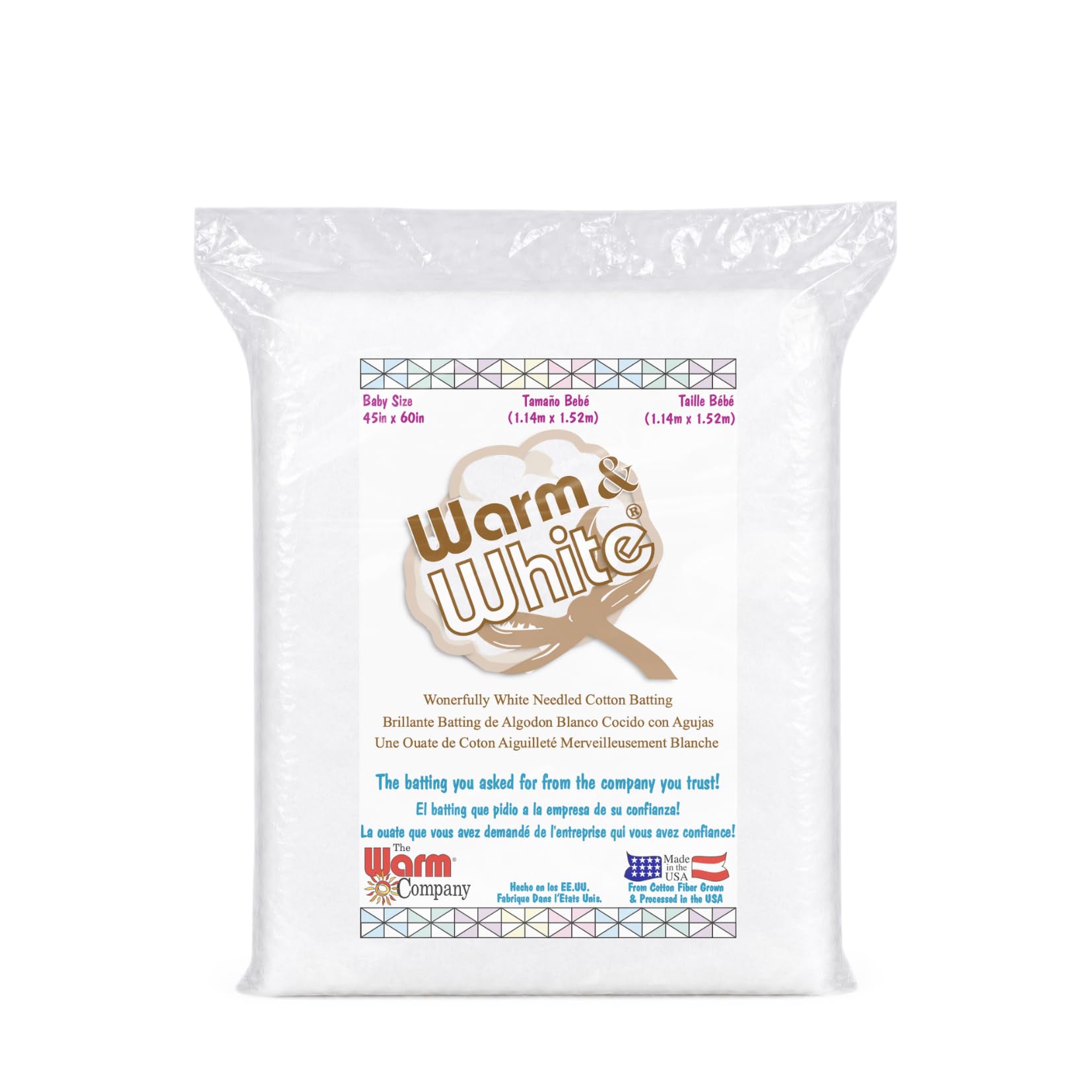 Bulk Buy: Warm Company Warm Company Warm & White Cotton Batting Crib Size 45"X60" 2423 (3-Pack)