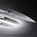 hecef Silver Kitchen Knife Set of 5, Satin Finish Blade with Hollow Handle, Includes 8" Chef, 8" Bread, 8" Santoku, 5" Utility and 3.5" paring Knife