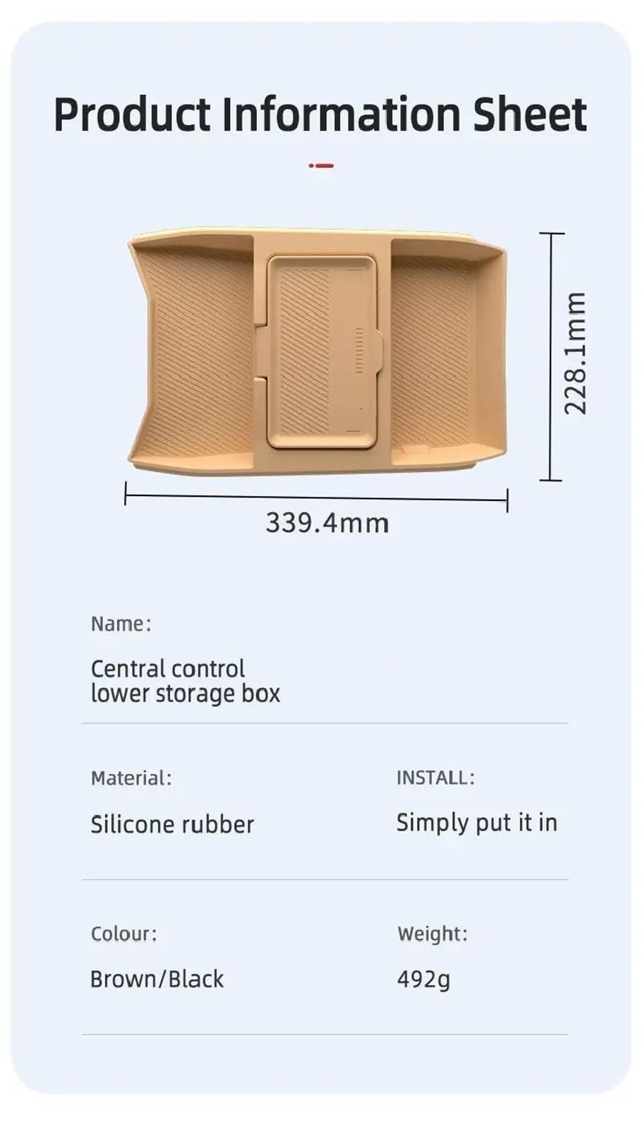Per Chery Per Jetour T2 Traveller ICH-X K3 2024 Scatola Immagazzinaggio Bracciolo Controllo Centrale Sotto Strato Organizzare Contenitore per console centrale(Brown)