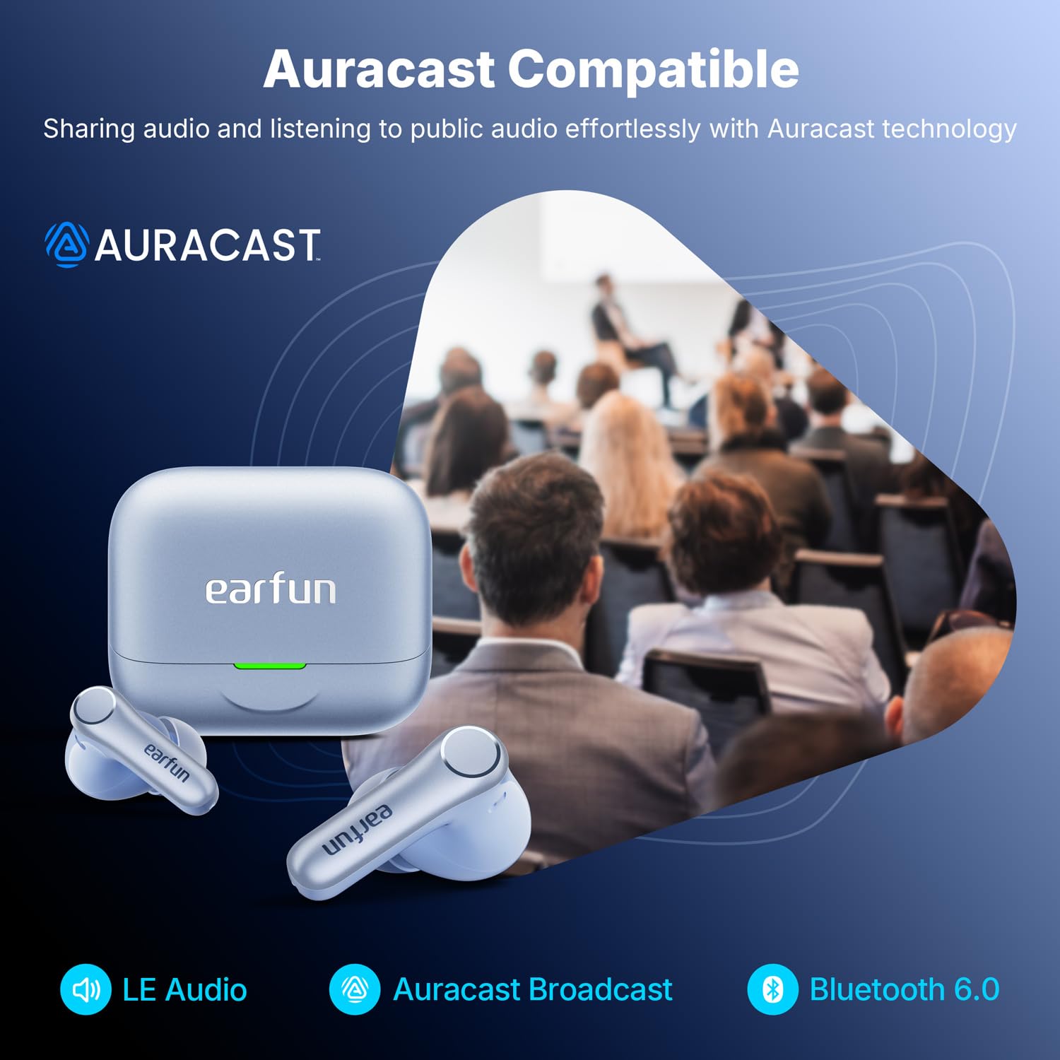 EarFun Air Pro 4+ słuchawki Bluetooth z redukcją szumów, hybrydowy system sterowników, Hi-Res Audio, aptX Lossless, LDAC, 6 Mik. AI połączeń, akumulator 54 godziny, multipoint, rozpoznawanie noszenia
