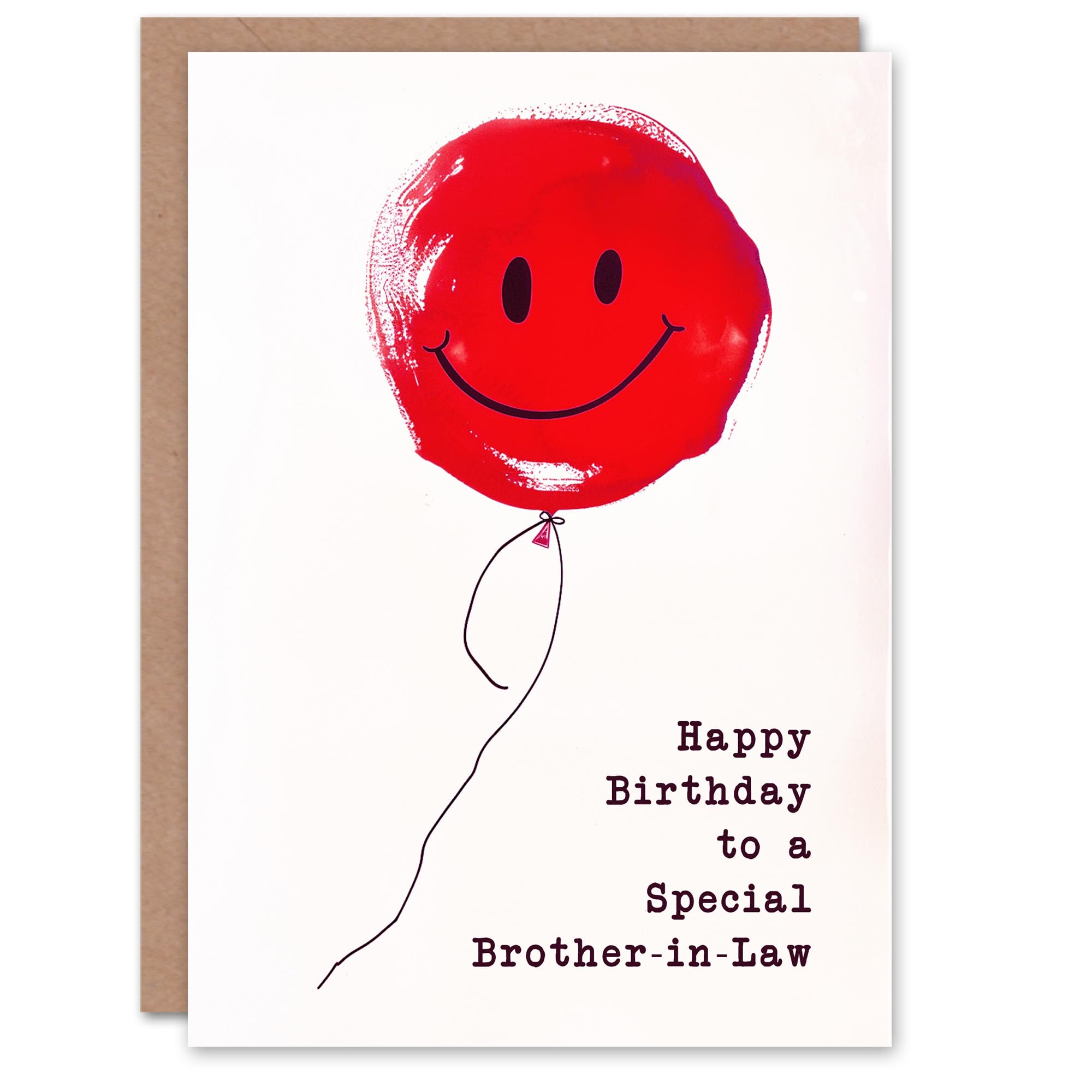 Artery8 Happy Birthday Card to a Special Brother-in-Law Simple Smiley Face Red Balloon Fun