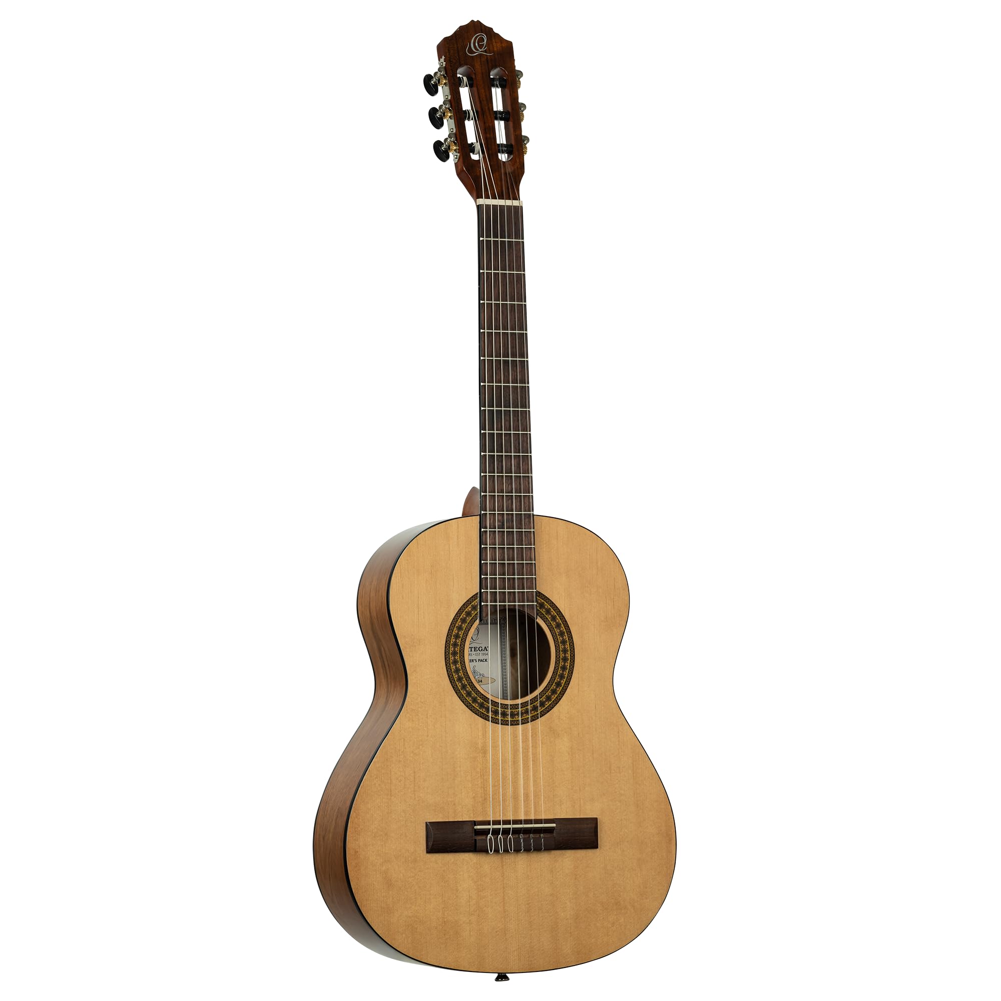 Ortega Guitars Konzertgitarre Einsteiger Set – Picker’s Pack – Inkl. Gigbag, Stimmgerät, Plektren, Gurt, Saiten, Ständer – Fichte, Katalpa, Natur (RPPC34)