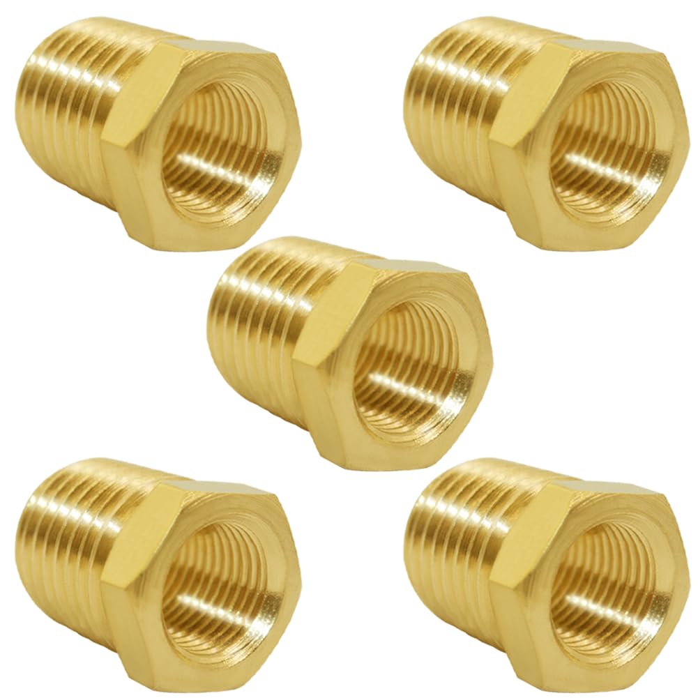 Buje hexagonal reductor de latón 1/4 a 1/8 NPT Joywayus para conexiones de gas y agua pack de 5