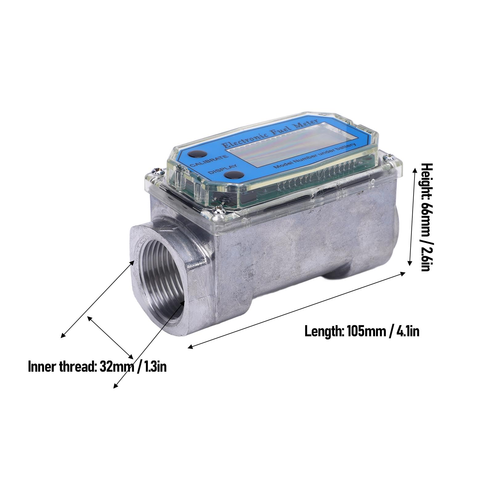 Matybobe Misuratore di Portata a Turbina Misuratore di Portata a Turbina Digitale Elettronico per Carburante Display unità (32 mm)