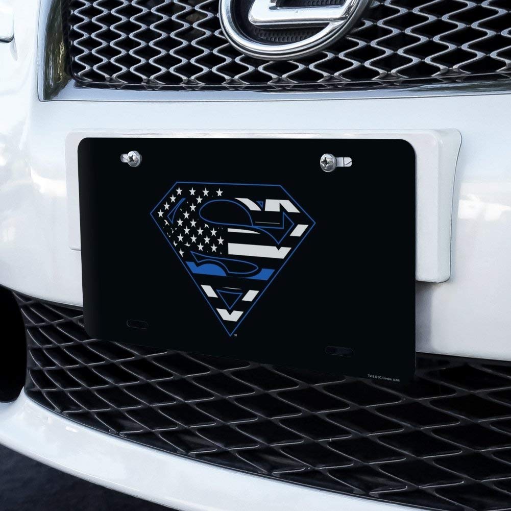 GRAPHICS & MORE Superman Thin Blue Line Flag Shield Logo Novelty Metal Vanity Tag License Plate