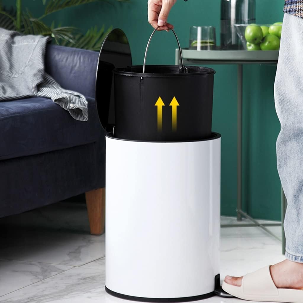NOLLAM Papelera Bote de basura con Pedal de 8L con tapa, bote de basura moderno de acero inoxidable, para dormitorio, oficina, cocina, papelera, cesto de basura Basurero Cocina